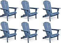 Vista 18 de Juego de 2 sillas Adirondack plegables de madera para exteriores con respaldo premontado, silla de patio de madera para jardín, patio trasero