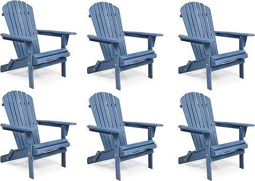 Miniatura 18 de Juego de 2 sillas Adirondack plegables de madera para exteriores con respaldo premontado, silla de patio de madera para jardín, patio trasero