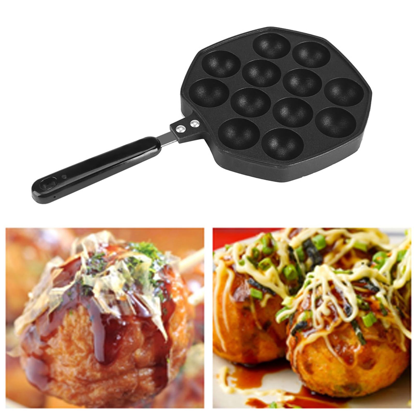 Takoyaki Maker Pan 19 fori in alluminio antiaderente Aebleskiver Ebelskiver