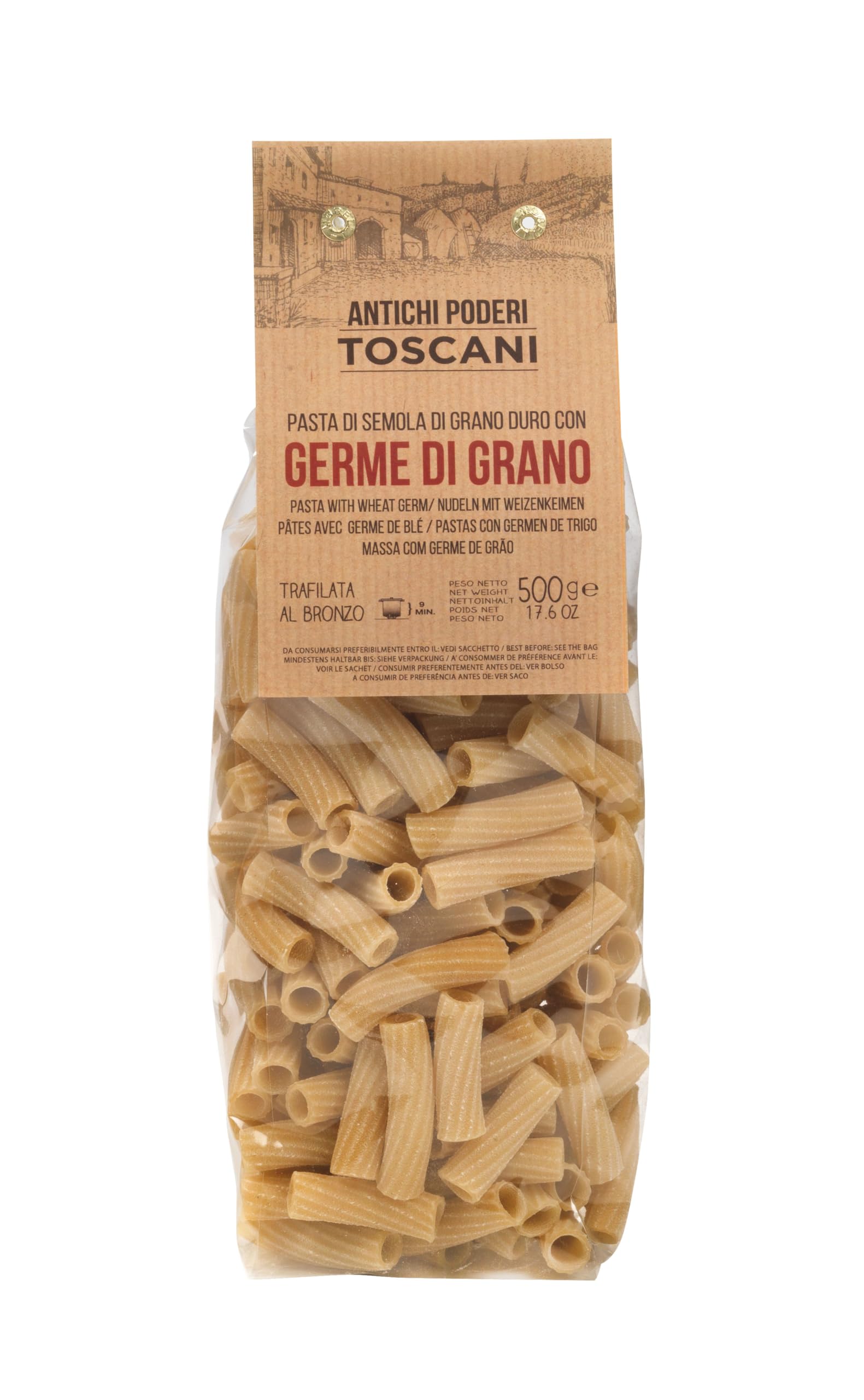 Antichi Poderi Toscani - Pasta with Wheat Germ - Tortiglioni - Made with Durum Wheat Semolina - 500 gr