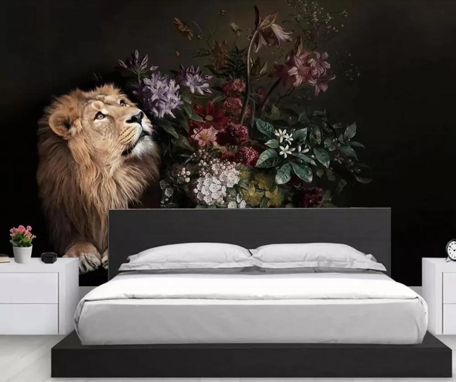 Papier peint panoramique lion 3d intissé ILIYA design luxe