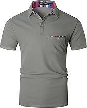 LIUPMWE Polo Shirt Men's Short Sleeve Polo Shirt Checked Collar Shirt T-Shirt Summer Slim Fit Golf Sports