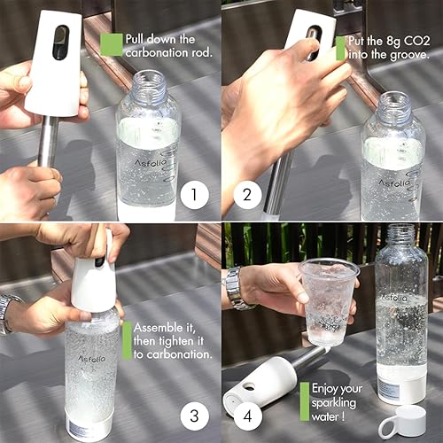 Miniatura 7 de Máquina portátil de agua con gas, fabricante de refrescos de viaje para el hogar y al aire libre, botella de carbonatación de 1 litro, 10 cilindros