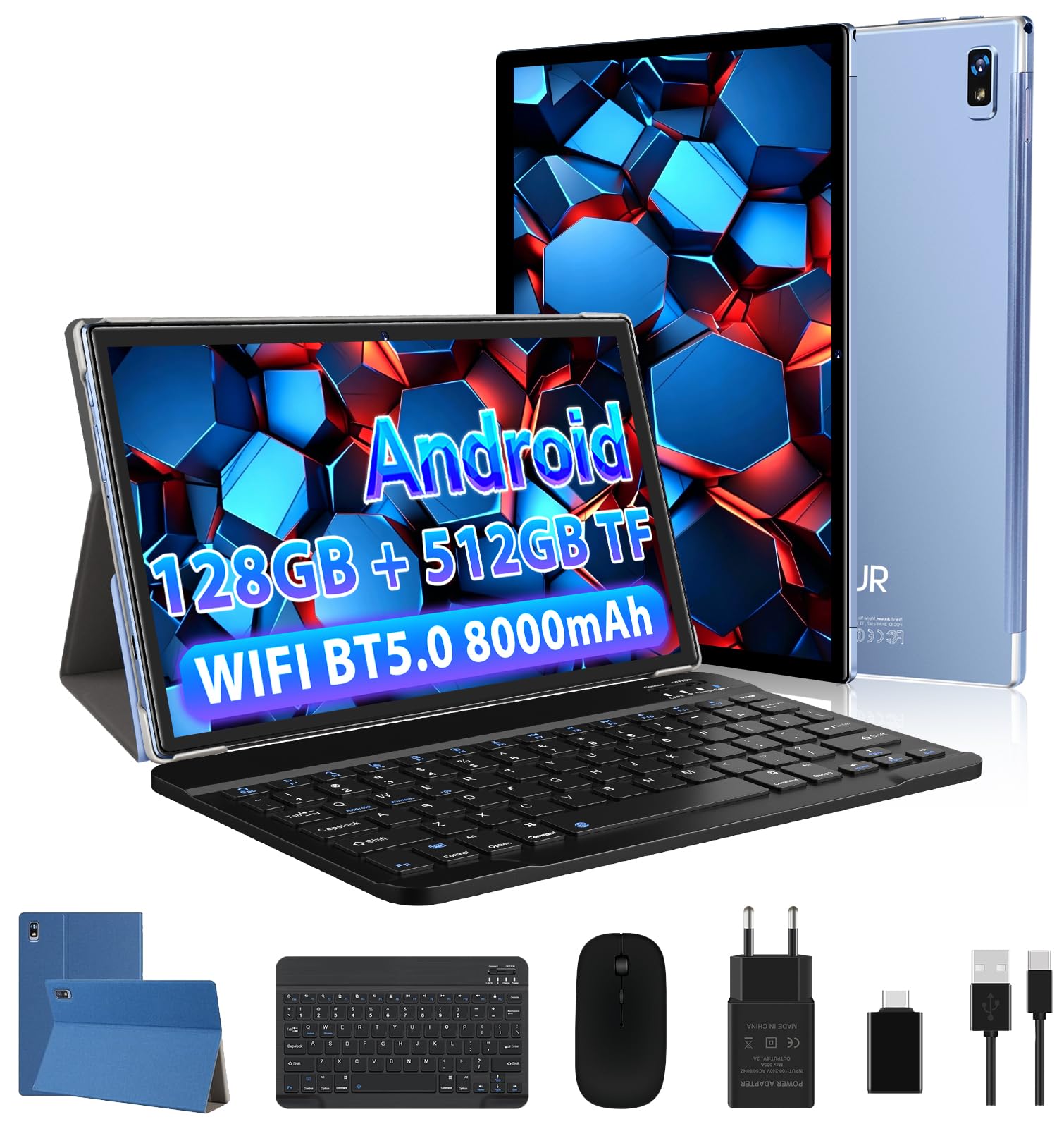 Tablet 10 pulgadas android, 128 GB+512GB TF, Octa-Core 2.0 GHz, GMS - Azul