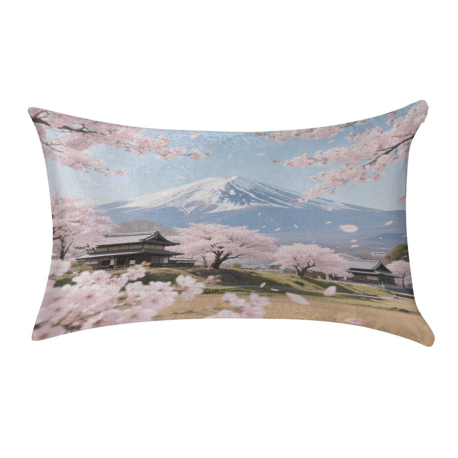 Fekiloot Style Mt. Fuji Cherry Blossoms Pillow Covers Home Decor Pillow Cases