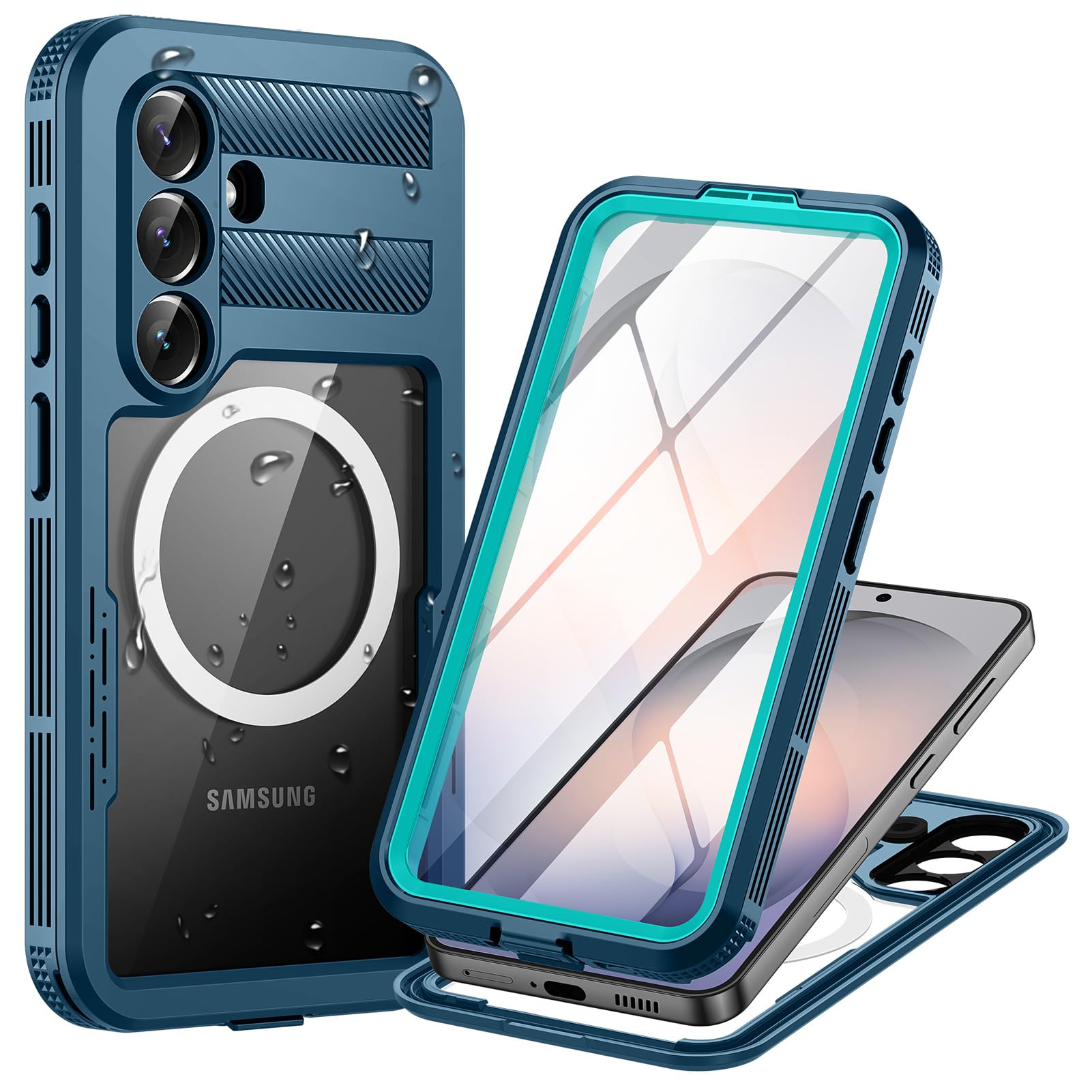 für Samsung Galaxy S26 Plus 5G Hülle Wasserdicht Kompatibel mit Magsafe, HandyHülle für Samsung S26 Plus IP68 wasserdichte 360 Schutzhülle,Stoßfest Outdoor Hülle mit Displayschutz,Blau