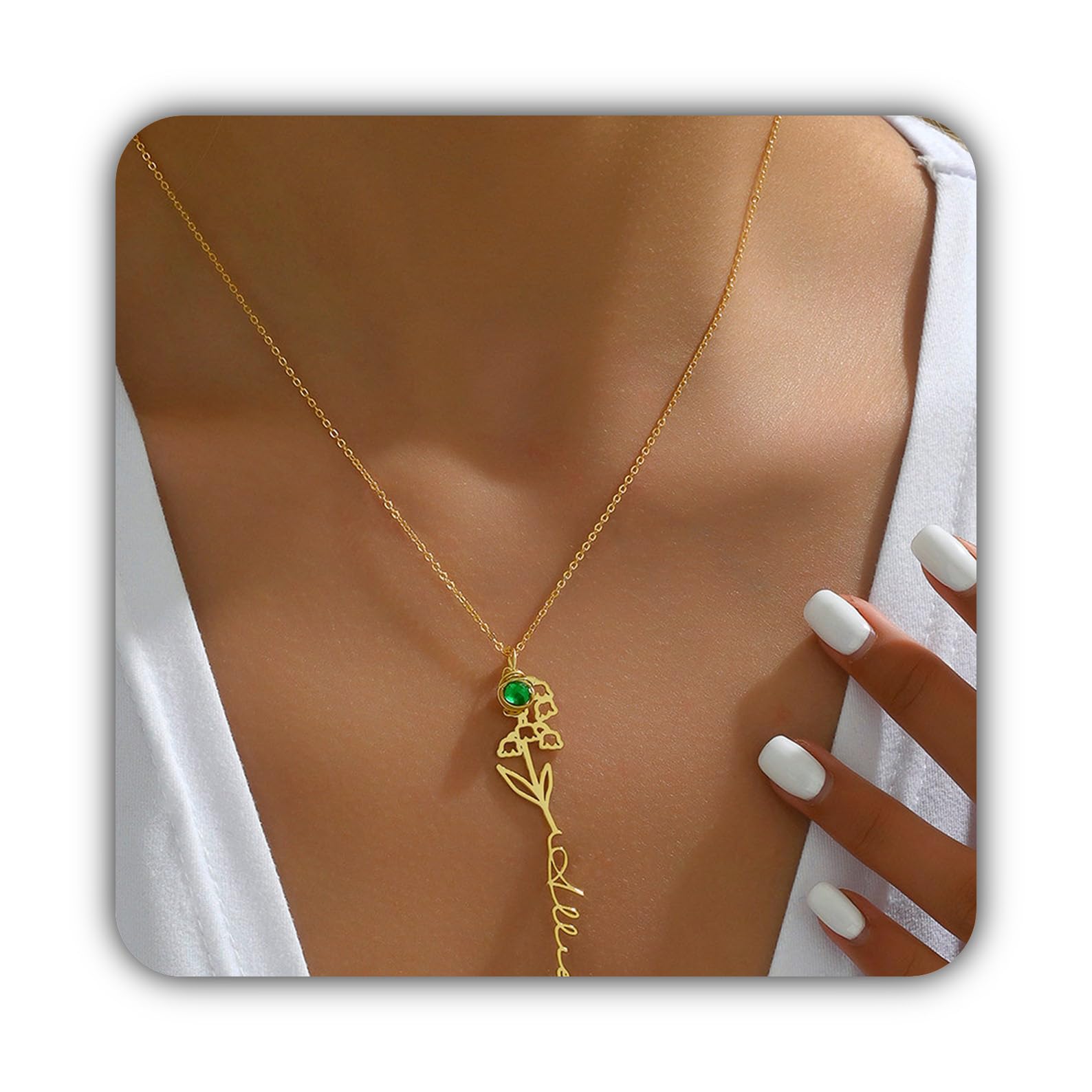 Collana di fiore di nascita personalizzata argento sterling 925 nome personalizzato collana floreale nome gioielli personalizzati gioielli fatti a mano