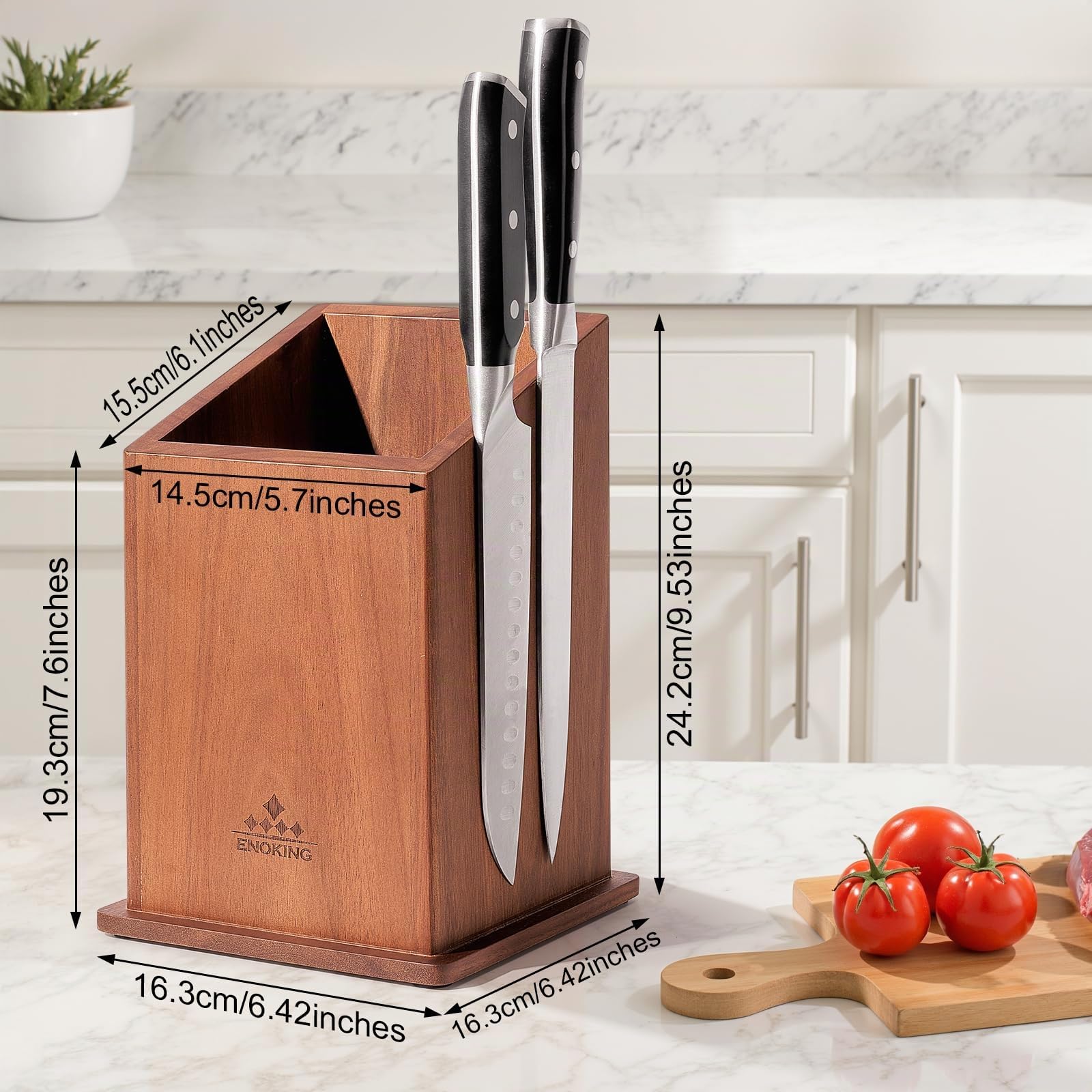 ENOKING Porta Coltelli Cucina Magnetico, Ceppo Coltelli da Cucina Vuoto, Portacoltelli da Cucina in Legno di Acacia, Porta Posate Cucina di Grande Capacità per Coltelli e Utensili da Cucina