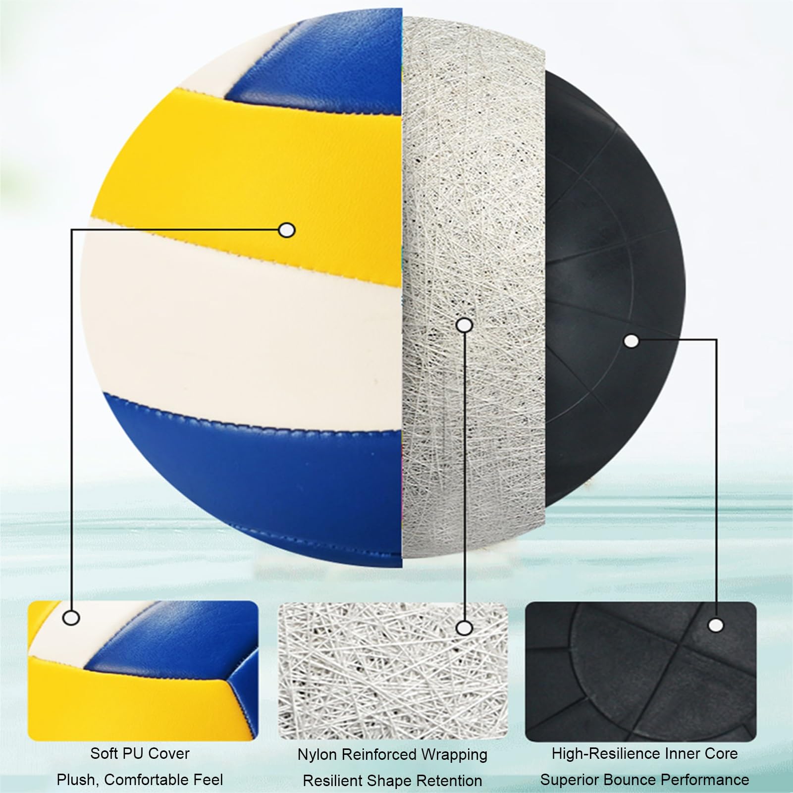 Ballons De Beach-Volley Personnalisés Souples, Taille Officielle 5 Ballon D'entraînement, PU Étanche Ballon De Volley avec Photo Texte pour Piscine Intérieure Et Extérieure(Red-Blue-Blue)