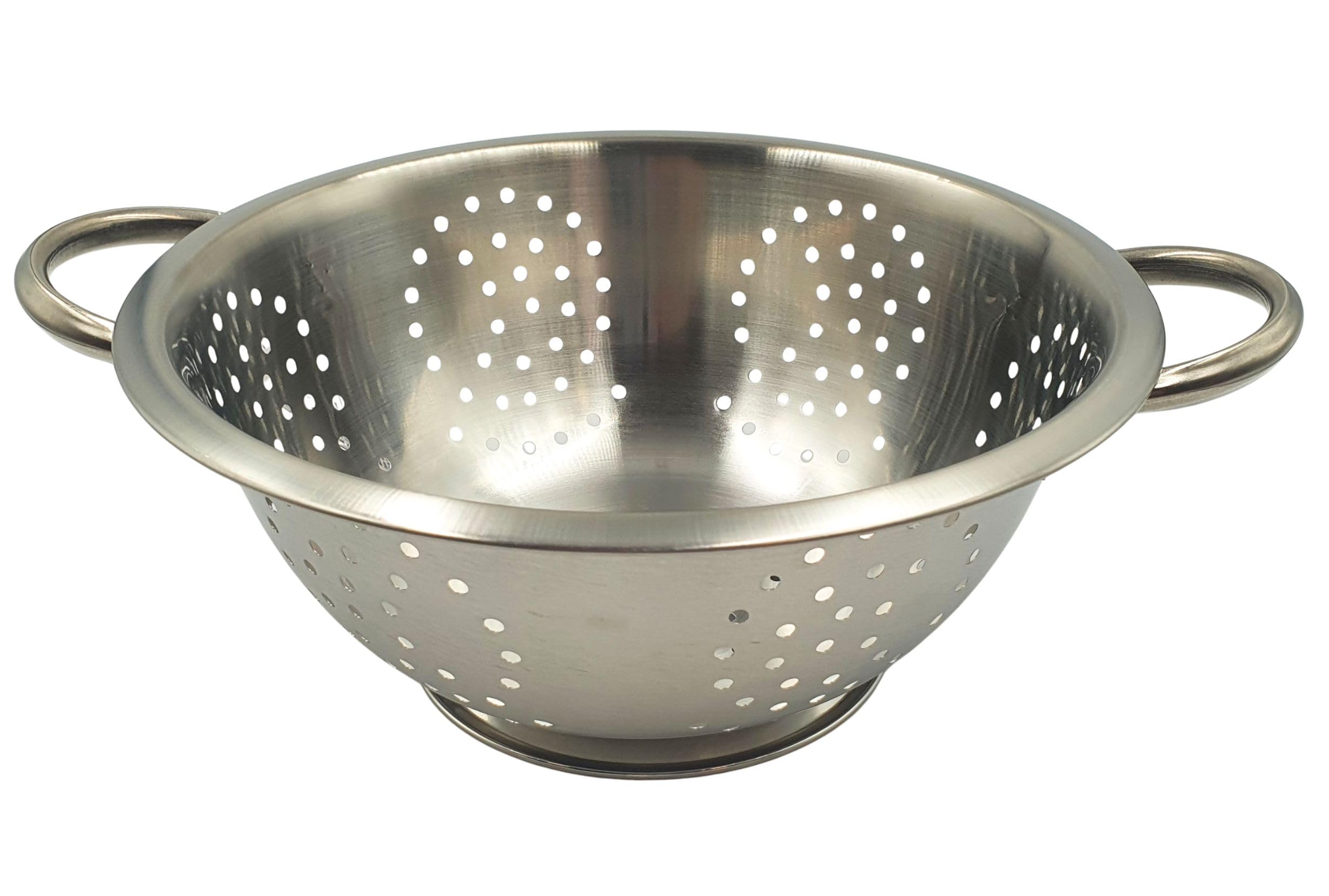 Fackelmann 26cm Colander, 1pc, Stainless Steel, Large Mango Punch Deep Mixing Bowl, Sieve for Straining, Drainer with Sturdy Base & Two Twin Handles, Freestanding Vegetable & Pasta Strainer