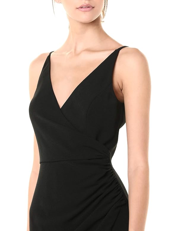 Dress the Population Women's Jordan Plunging Drape Front Sleeveless Long Gown with Slit Dress, Black, XL by Dress the Population - Image 2