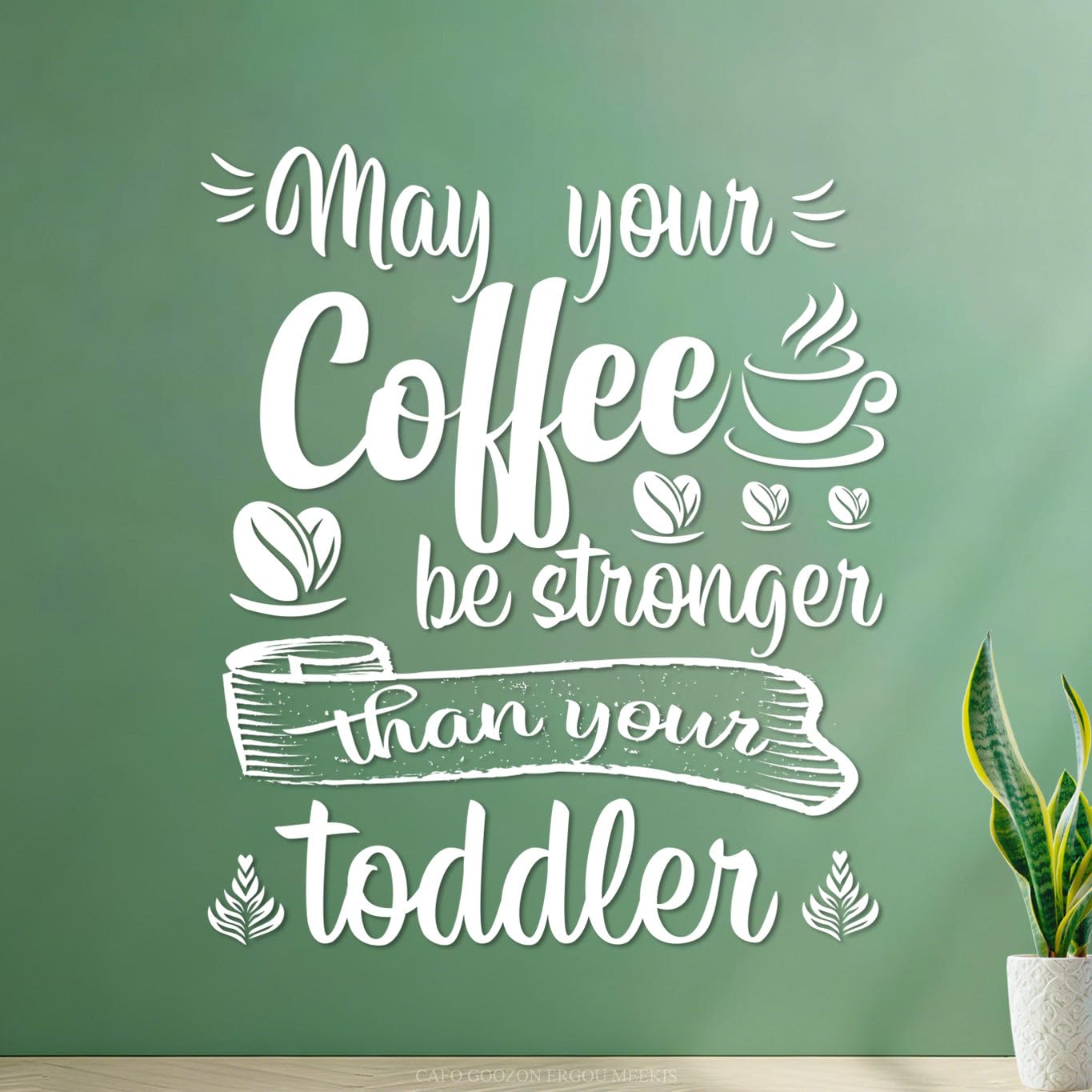Coffee Coffee and Template Lettering Decals 54.6x62.9cm Art Mural Painting White