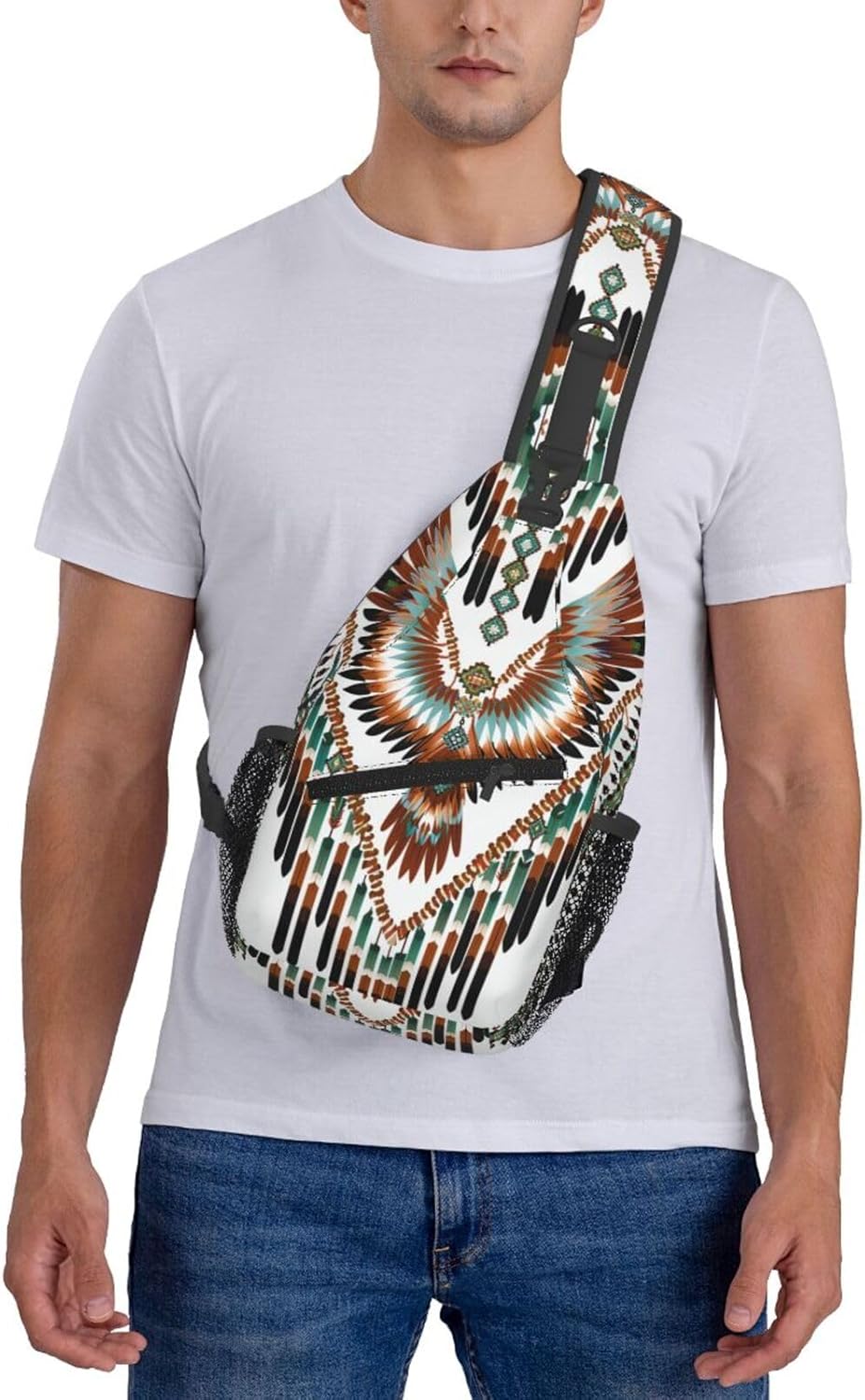 Native American Indian Sling Backpack Chest Bag Crossbody Shoulder Bag Gym Cycling Travel Hiking Daypack For Men Women
