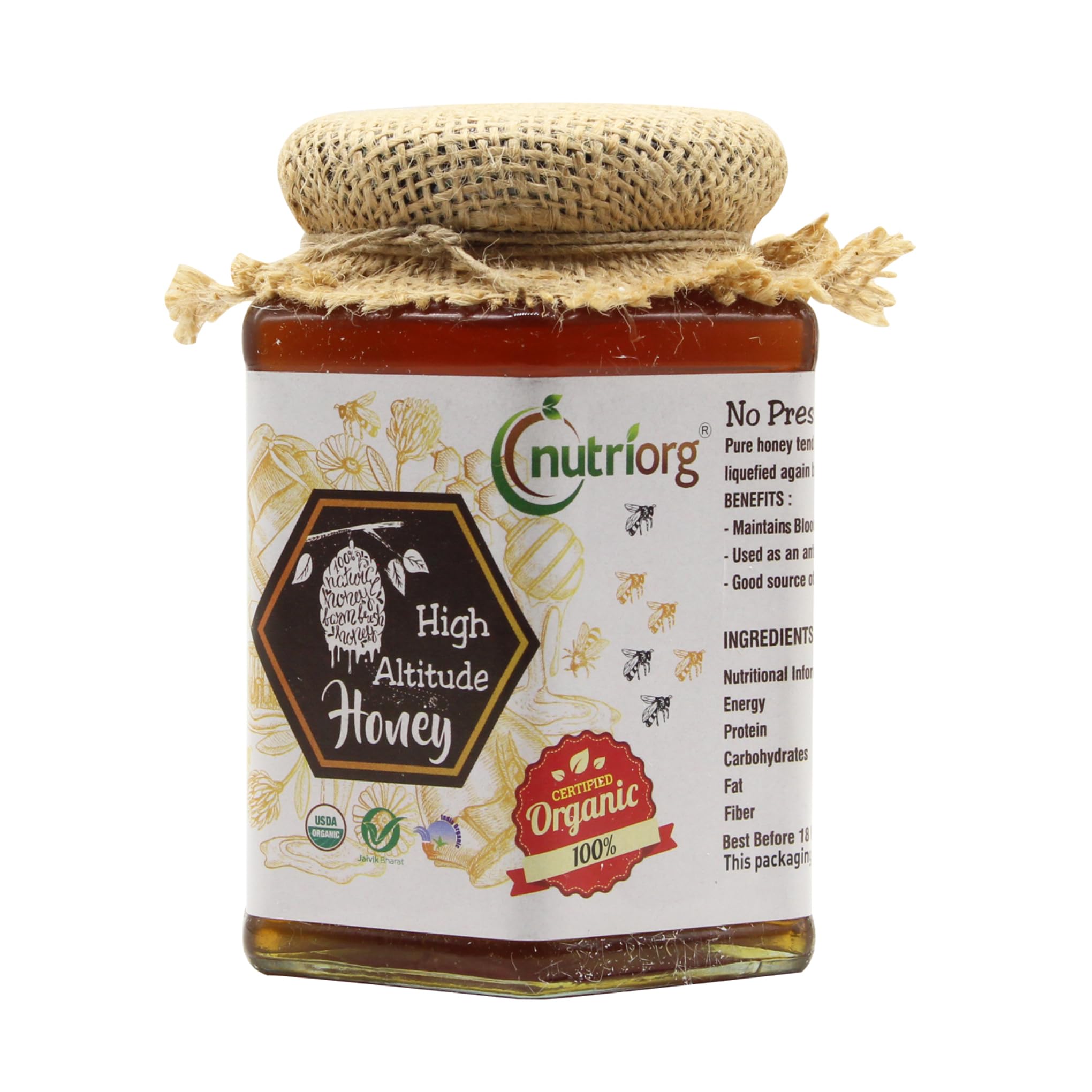 Nutriorg Certified Organic High Altitude Honey 500g | 100% Pure, Unadulterated, and NMR Approved | Raw Himalayan Honey for Weight Management, Energy Boost & Immunity | No Added Sugar | Natural Sweetener (B07GWN195C) Amazon Price History, Amazon Price Tracker