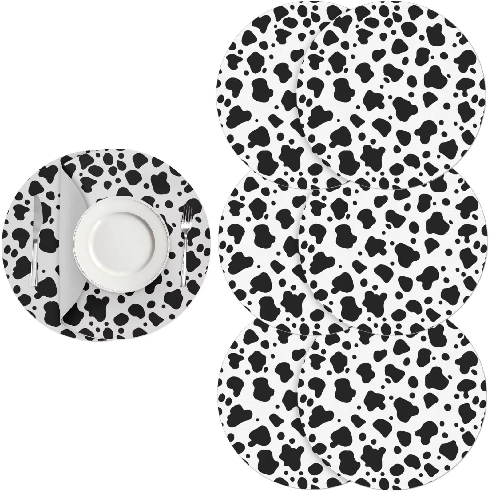 Generic Circle Placemats Set of 6 Washable Stylish Purple Marble Placemats Set of 6 Heat Resistant Oval Dining Table Mats for New Years Festive Party Birthday Holiday — image 1