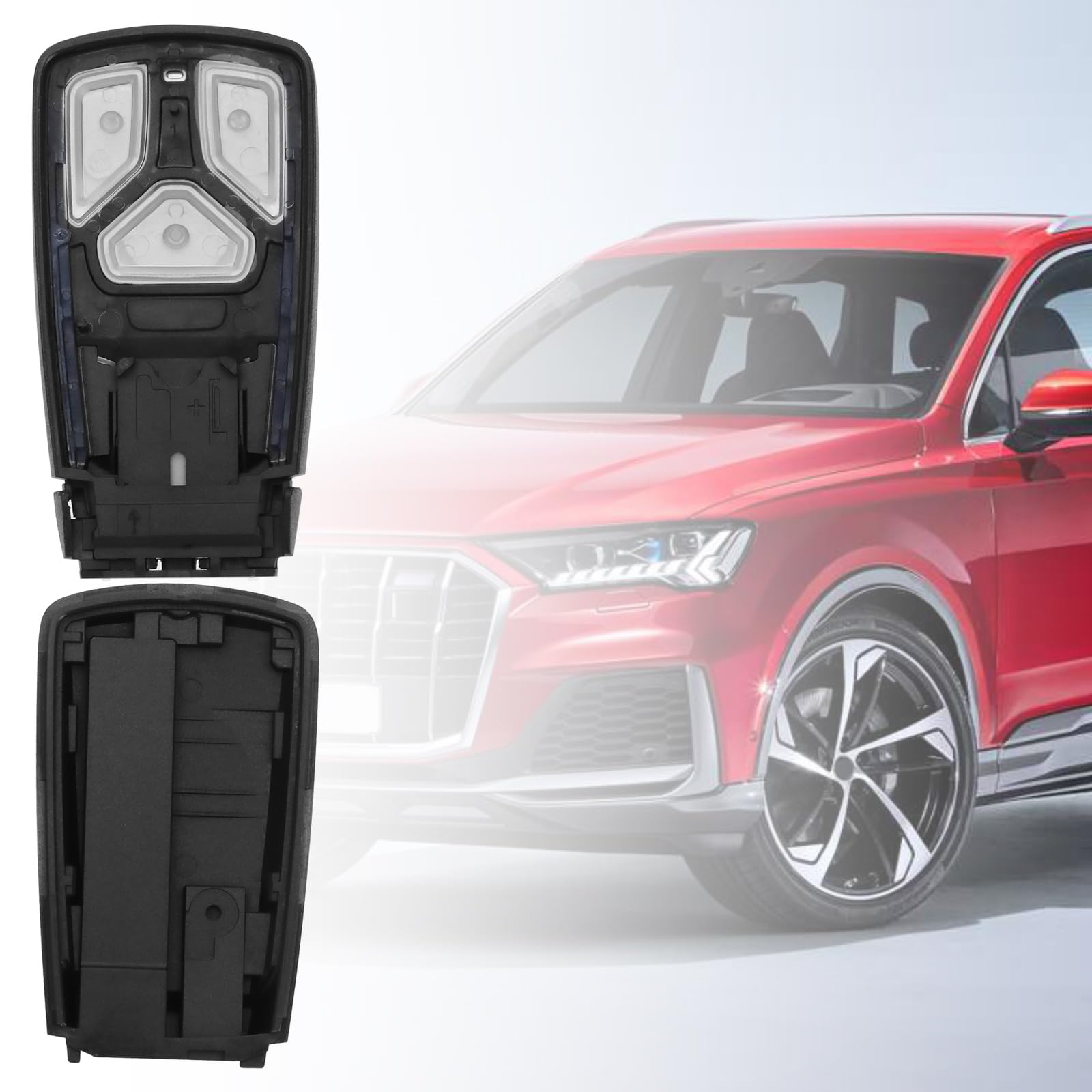 3-przyciskowa obudowa kluczyka zdalnego sterowania kompatybilna z Audi TT A4 A5 Q7 SQ7 RS TTS, obudowa kluczyka zdalnego sterowania z uchwytem na akumulator, zamiennik etui na kluczyki samochodowe