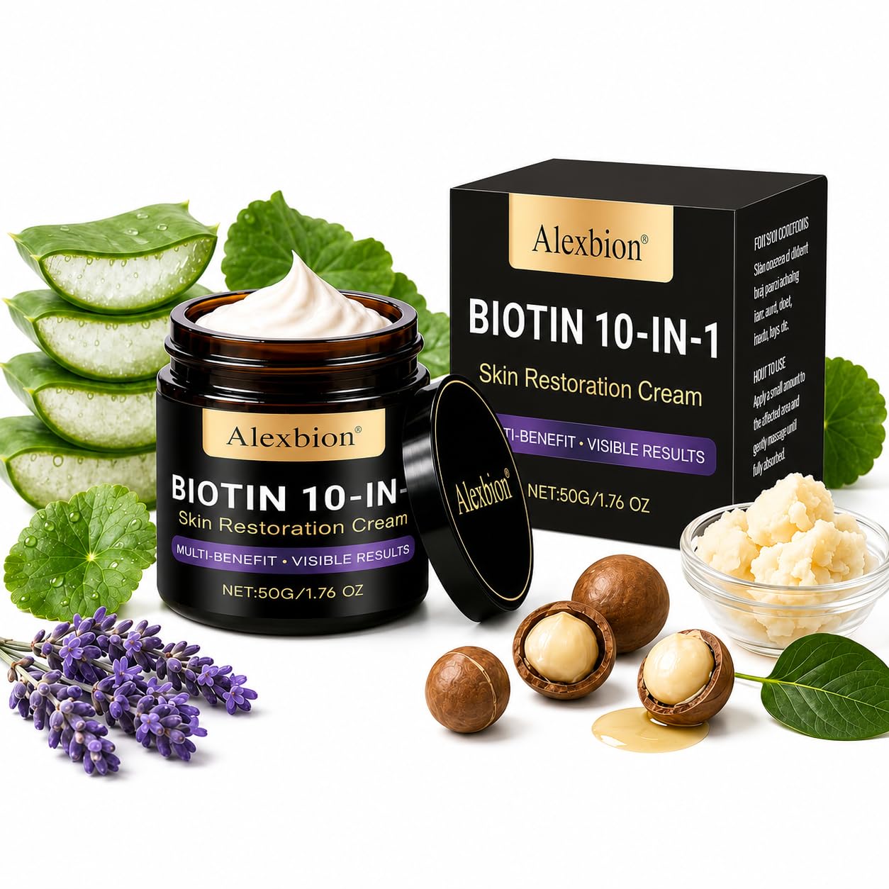 Biotin 10-in-1 Skin Restoration Cream, Face and Body Moisturizer, Hydrating Skin Care Cream for Dry Skin, Smooths and Softens Rough-Looking Skin, All Skin Types