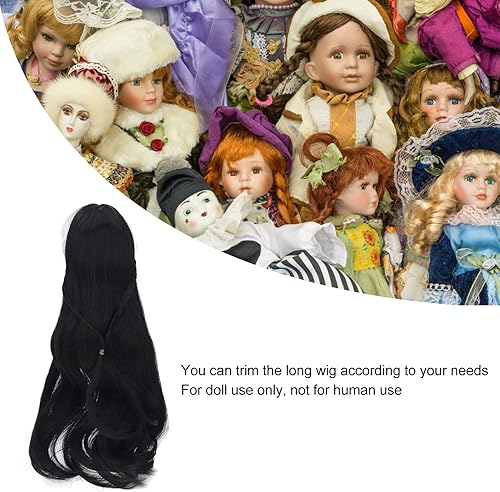 Miniatura 3 de TOPINCN Muñeca larga peluca regalo Es053 cubierta de cabeza suave rizado 3 centavos pelo largo muñeca peluca peluca rizada muñeca fabricación (negro)