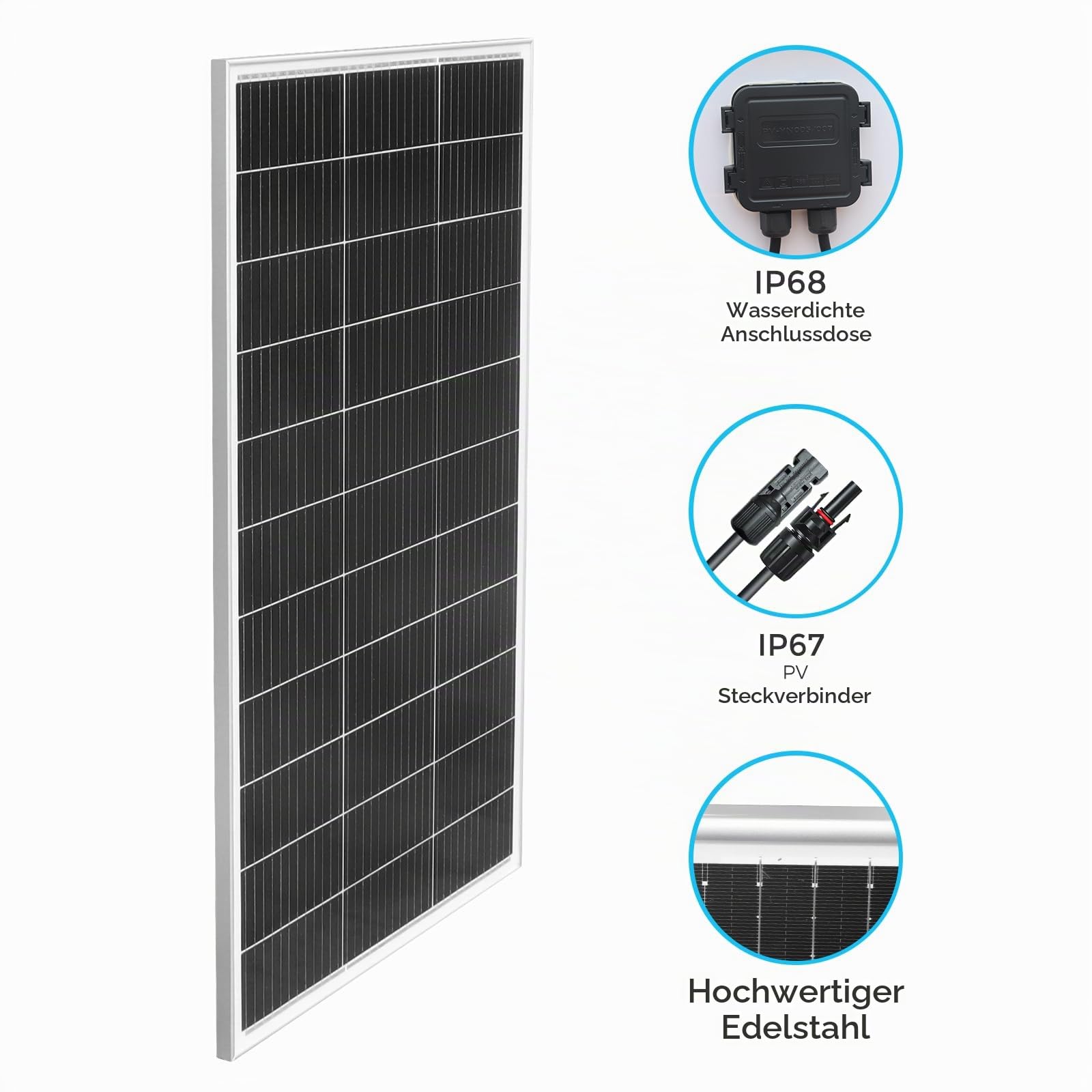 300W Solarpanel-Kit Set, Monokristallines 18V 2X150Watt Glas Solarmodul+20A 12V/24V Solarladeregler+Solarkabel Off-Grid-System für 12V Batterien Solaranlage Wohnmobil Balkon Photovoltaik