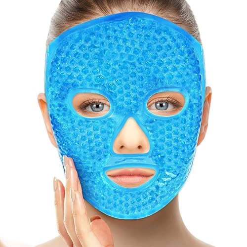 candyfouse Paquete de hielo facial frío, máscaras para los ojos que reducen la hinchazón facial, ojeras, mascarilla facial reutilizable de gel frío