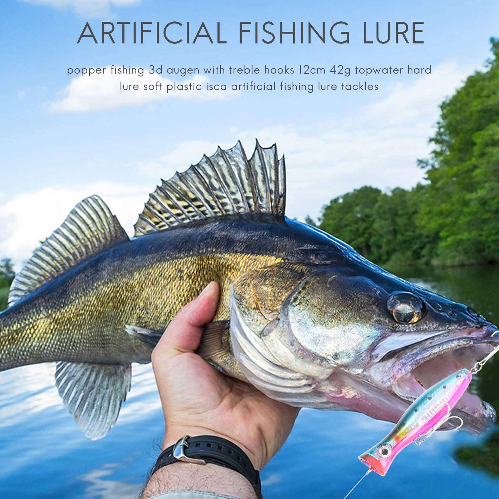 CUHAWUDBA 1 PCS Popper De Peche A Les Yeux 3D Avec Des Crochets