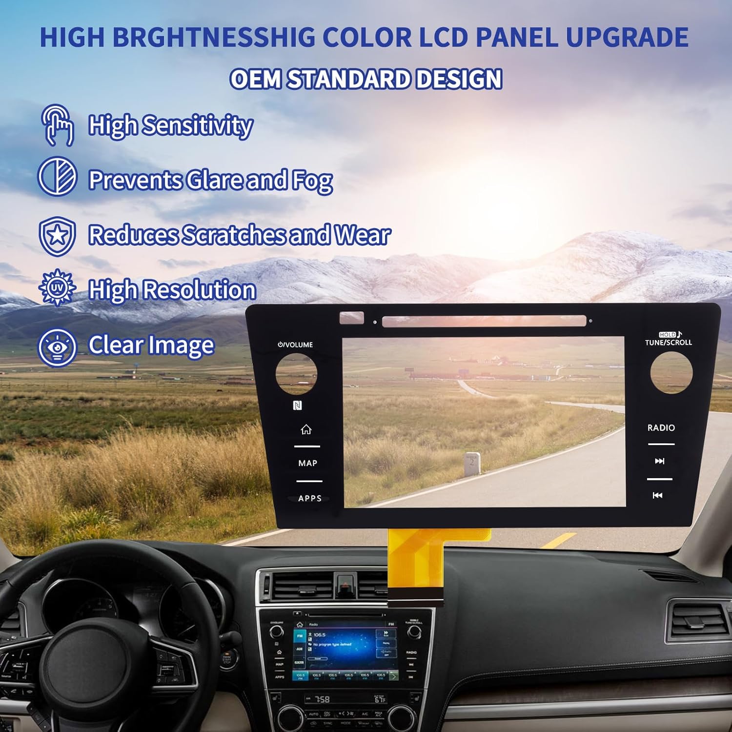 TsuperU 8" Touch Screen Digitizer Replacement for Subaru Outback Legacy Radio Screen 2018 2019, Touchscreen fit 86471-AL68A 86431-AL66A OEM Upgraded Ultra-Sensitive High-Temperature Resistant-MAP