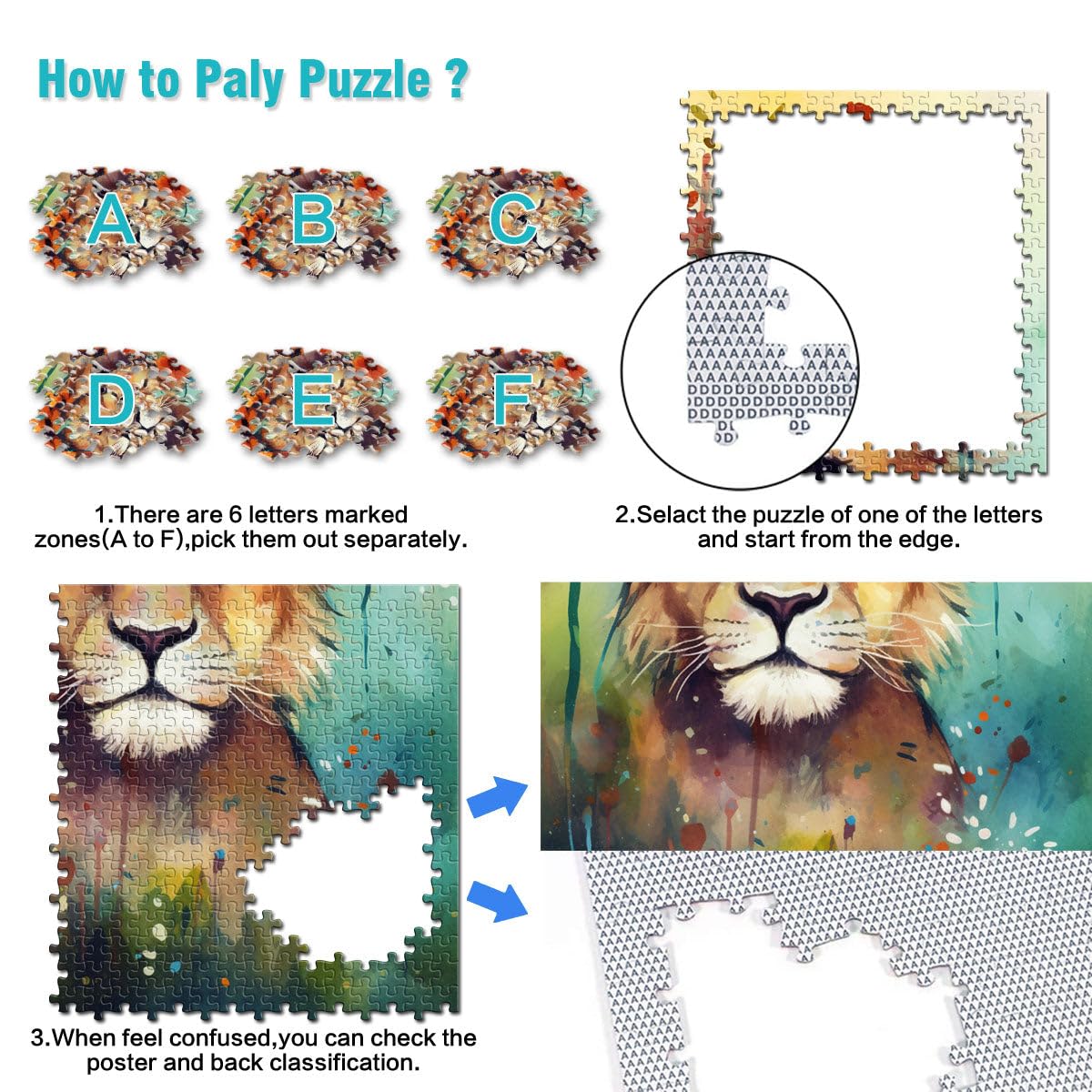 Puzzle 2000 pièces pour Adultes Puzzle Bébé Lion Jeux éducatifs Difficile à compléter mais Amusant et Humoristique 27,56 po x 39,37 po pour Adolescent 14+