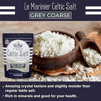 Le Marinier Celtic Salt Organic Grey Coarse, 0.6lb 8.81oz. 100% Natural and Unrefined. French Sea Salt Mineral Rich. Hand Harvested Mineral Salt, Sel Gris (0.6lb Grey Coarse)