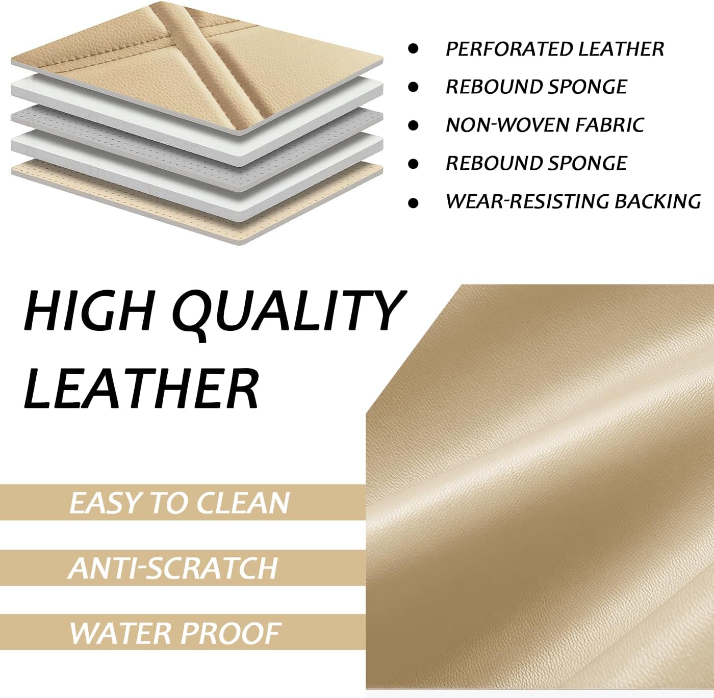 Seat Covers Fit for Honda Accord 1997-2025,5 Seat Car Seat Covers,Sports Seat Cover Nappa Leather,Wear-Resistant,Anti-Slip,Quick Installation,Full Set,Beige