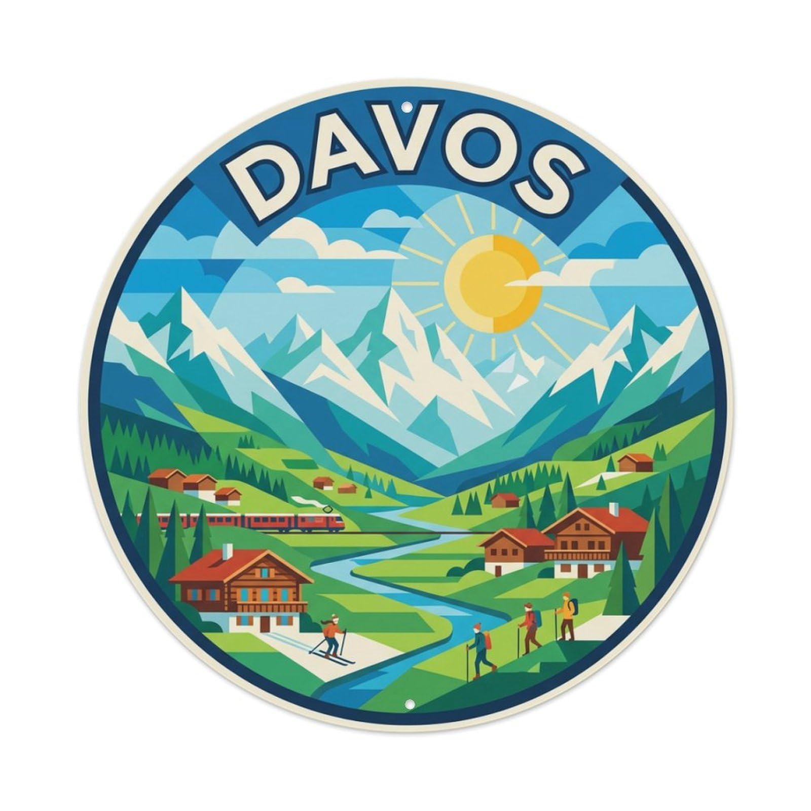 Metal Tin Sign Switzerland Retro Travel Davos