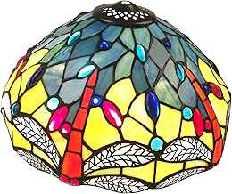 NOSHY SH-043 Premium Tiffany Style Dragonfly Stained Glass Replacement Lampshades, 12-Inch Diamater, Exclusion Accessories, Pack of 1 - coolthings.us