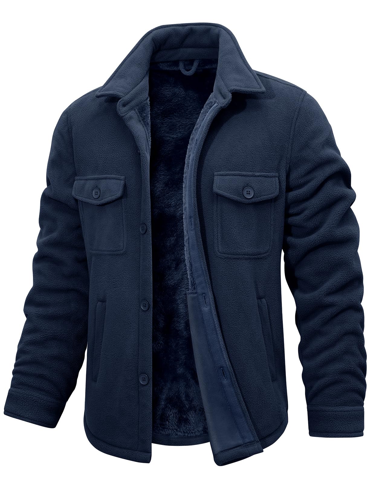 Xnova Giubbotto Invernale Uomo in Pile Termica Giacca da Lavoro Casual Giubbotti Invernali Calda con Risvolto Camicia in Flanella a Maniche Lunghe con Bottone Classico Jacket