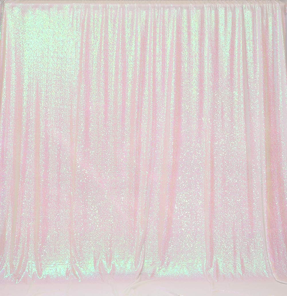 2Pieces Sequin Backdrop 2ftx8ft(60x243cm) Shiny Seamless Photo Booth Curtain for Party Wedding Decoration Photo Background, Iridescent — view 6