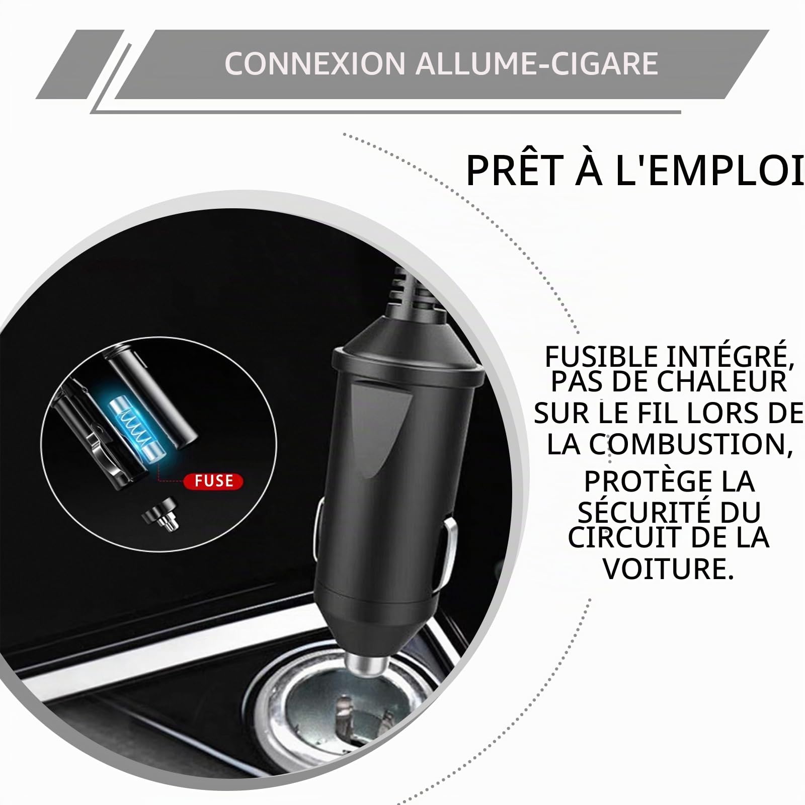 Bouilloire électrique de voyage pour voiture, 500 ml, CC 12 V/24 V, avec écran LCD, réglage de la température variable jusqu'à 100 °C, revêtement en acier inoxydable 304, avec allume-cigare et filtre