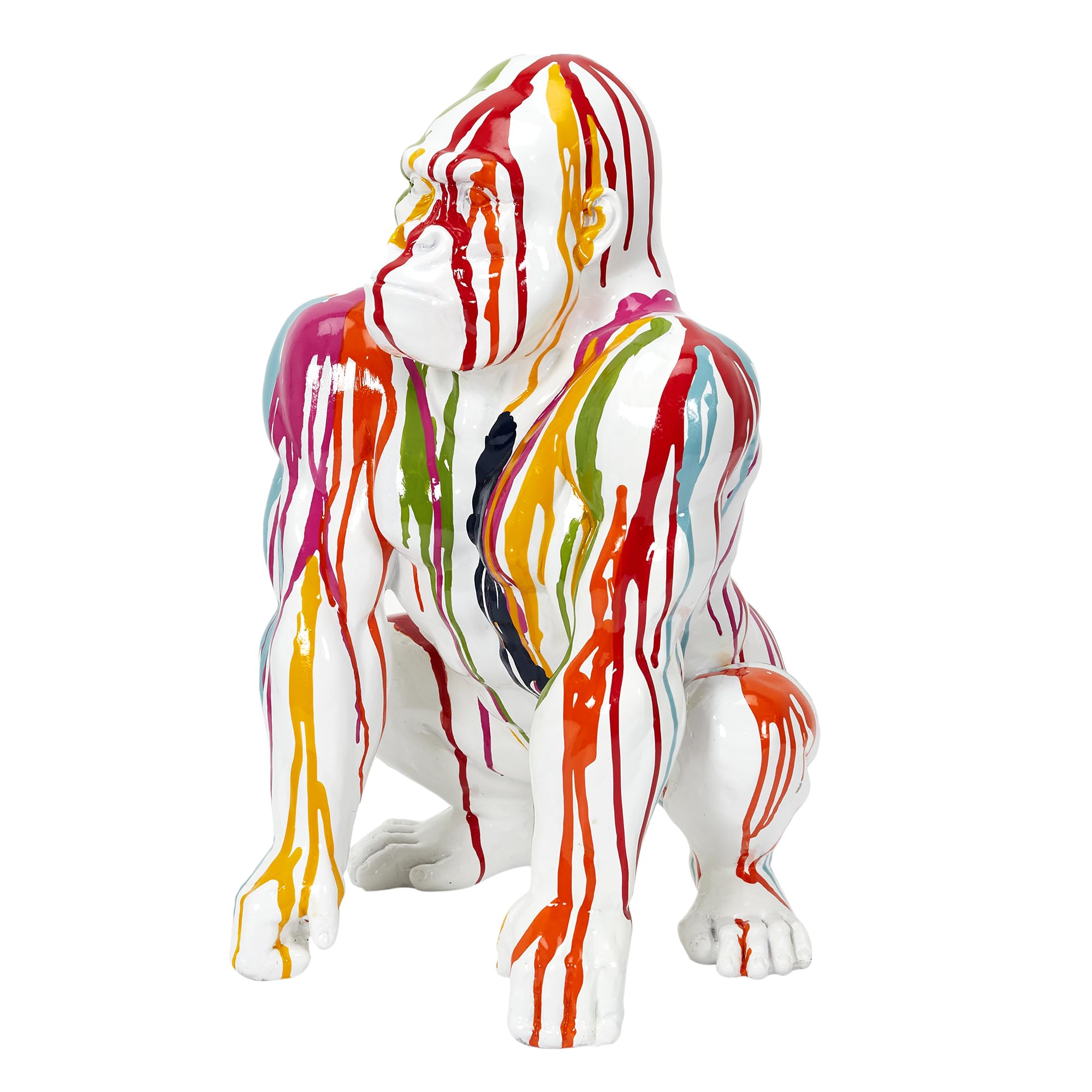 HOME DECO FACTORY Statuette Gorille en Résine Élégante 46 cm Blanc