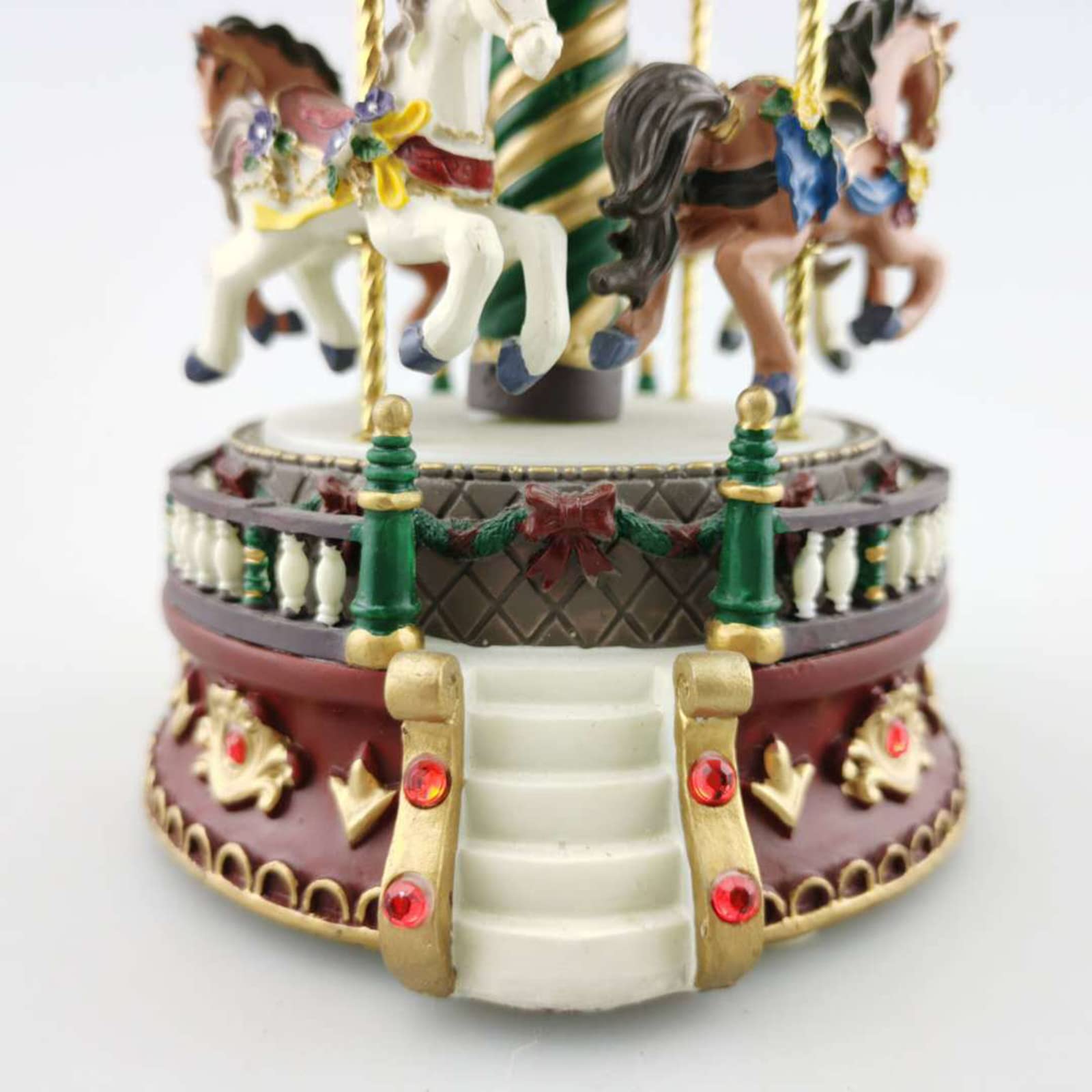 Docooler Mini Karussell, Rot Karussell Spieluhr, Kreative Kunstharz Handwerk Ornamente für Freundin Kinder Kinder Weihnachten Festival