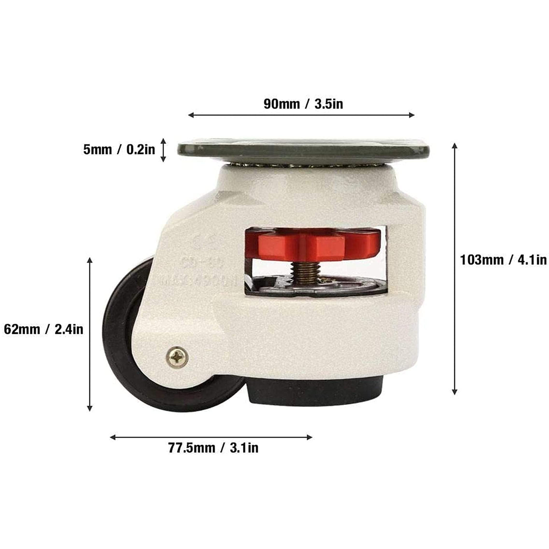 KATSU GD-80F Rollenset, 4-delig, draagvermogen 2000 kg, zwenkwielen met draaibare plaat, intrekbaar, voor zware machines, werkbank, lastafel 5505684