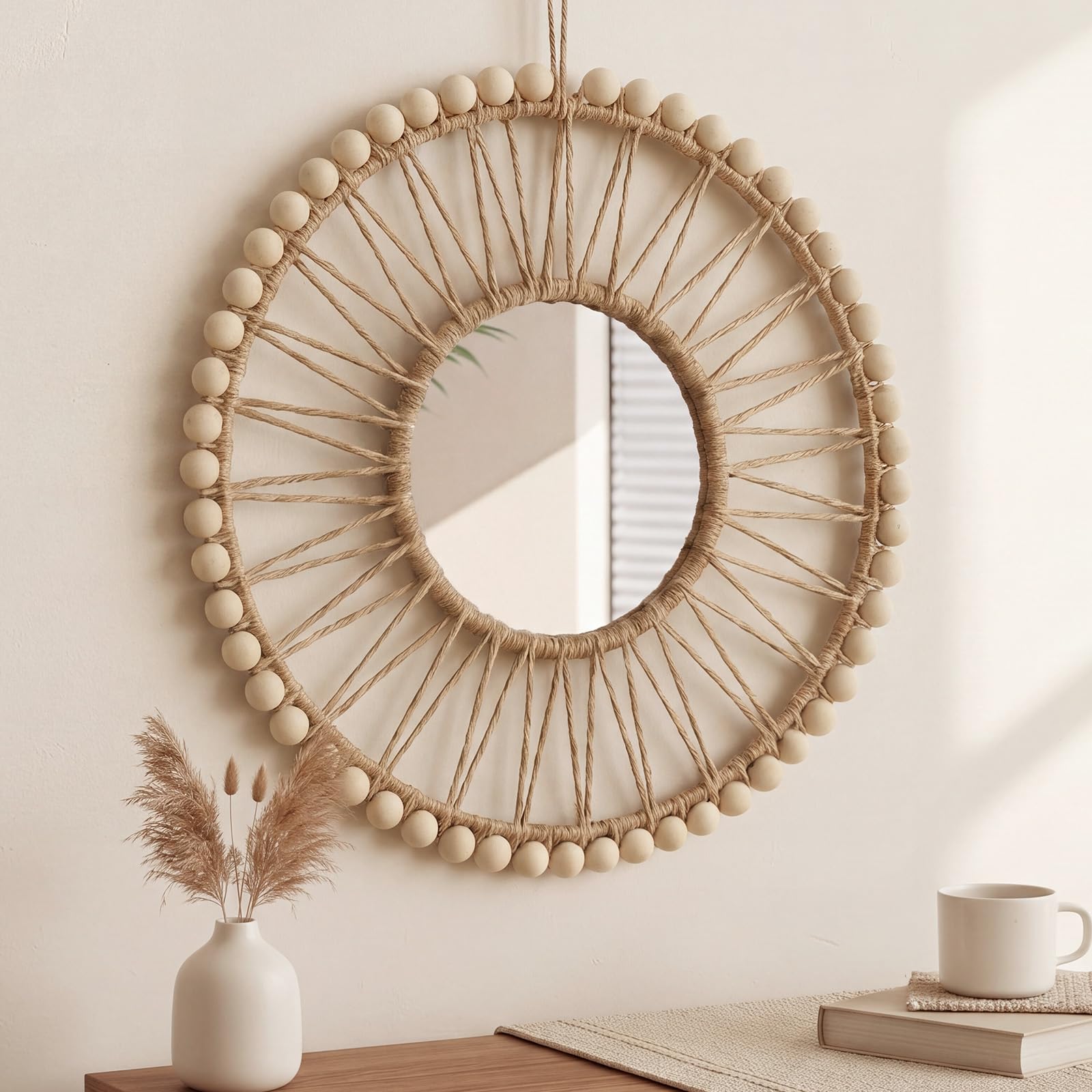 Photo 1 of RattanView Boho Round Wall Mirror