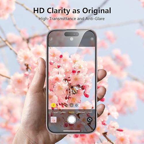 Miniatura 4 de Protector de pantalla de vidrio templado para iPhone 15 de 6.1 pulgadas con kit de instalación sin polvo, sin burbujas, compatible con fundas,