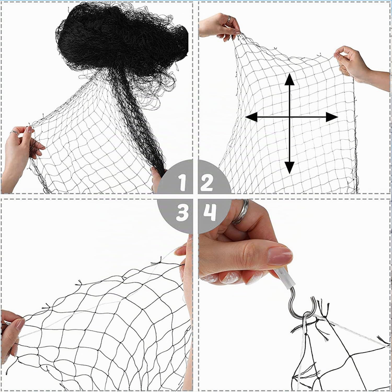 Red para Gatos para balcón, 8 x 3 m, Alambre Reforzado, con Cuerda de fijación de 25 m, Fuerte, Duradera, Resistente a los Rayos UV, Resistente a la Intemperie (Negro, 3 * 8M)