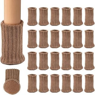 Ezprotekt Calcetines elásticos para Silla de Mesa, Silla o Silla de Mesa, para Muebles, Diámetro de ajuste de 1"a 2", Gris, Pack de 24 (Marrón claro)