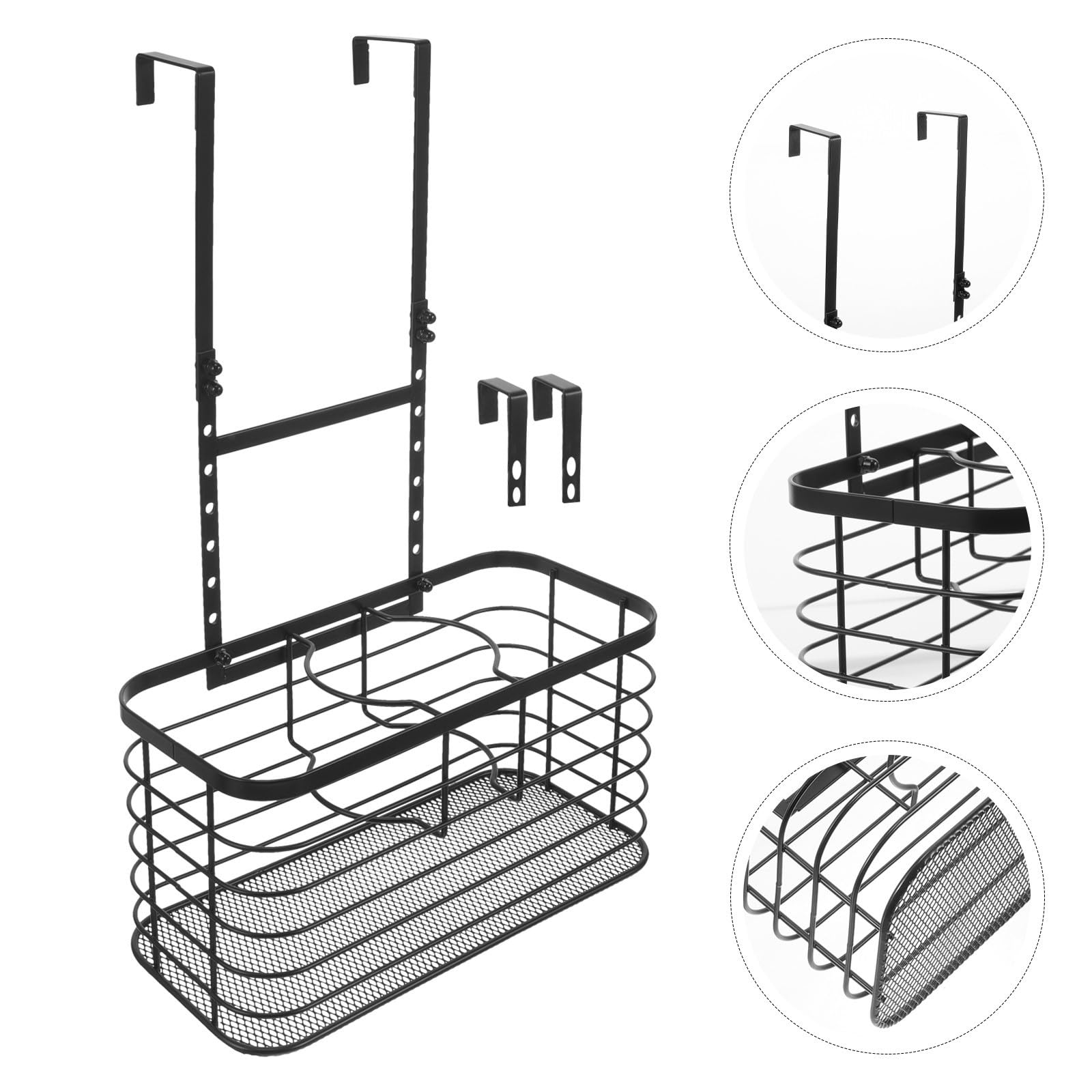 PACKOVE Soporte para Secador de Pelo para Puerta, Organizador de Herramientas para Peinar el Cabello, Negro, Hierro, sin Perforaciones, Ligero, para Baño