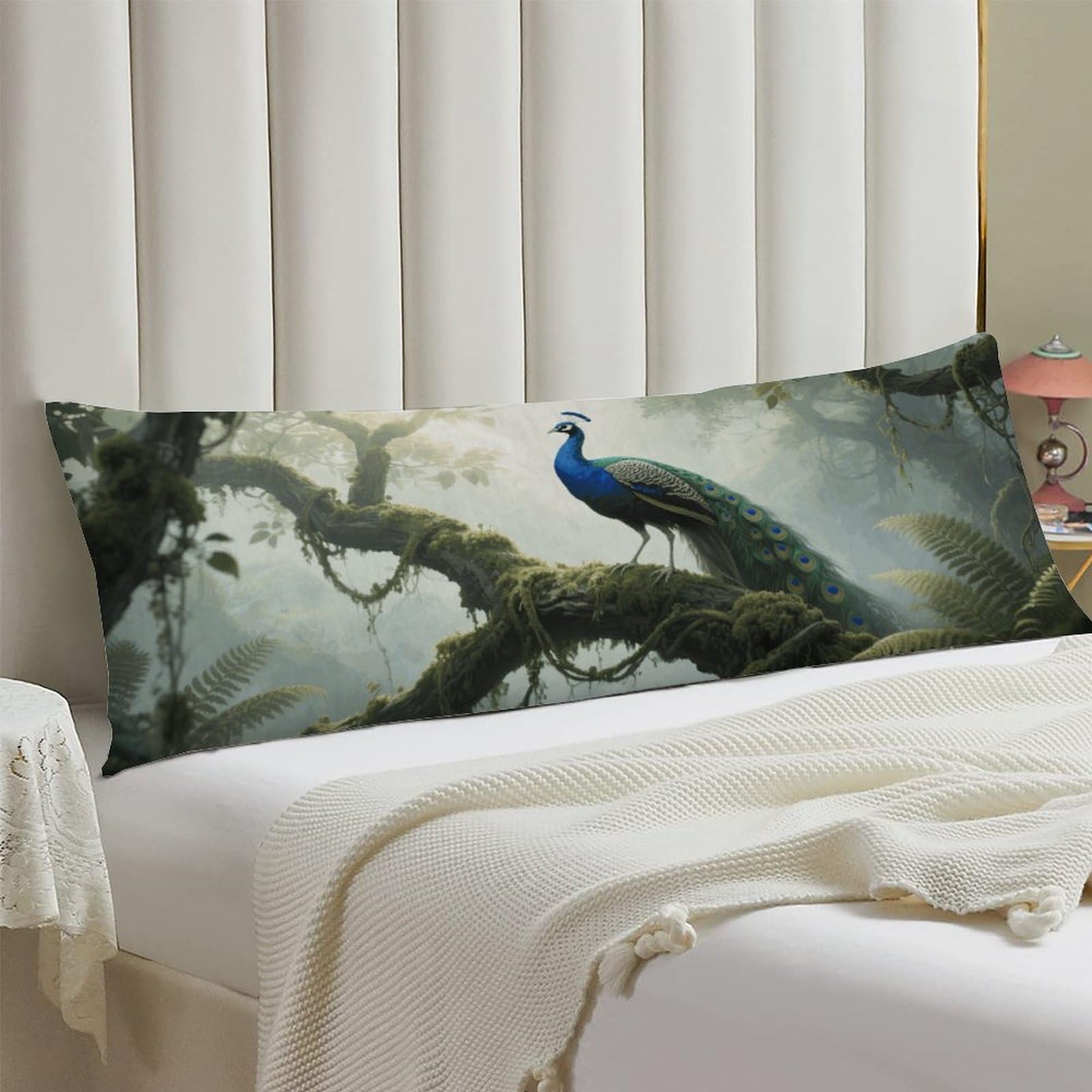 Body Pillow Cover 20x54 Long Pillow Case with Invisible Zipper Breathable Microfiber Forest Peacock Pillowcase Soft Cozy Protector for Bedroom Couch Sofa Bed Home Decor All Seasons