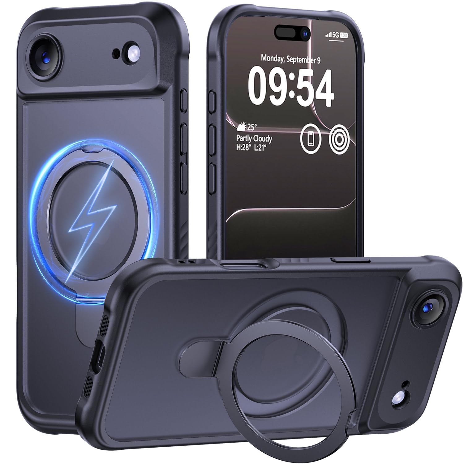 MOCCA Magnetic for iPhone 17 Air Case with Stand,Black