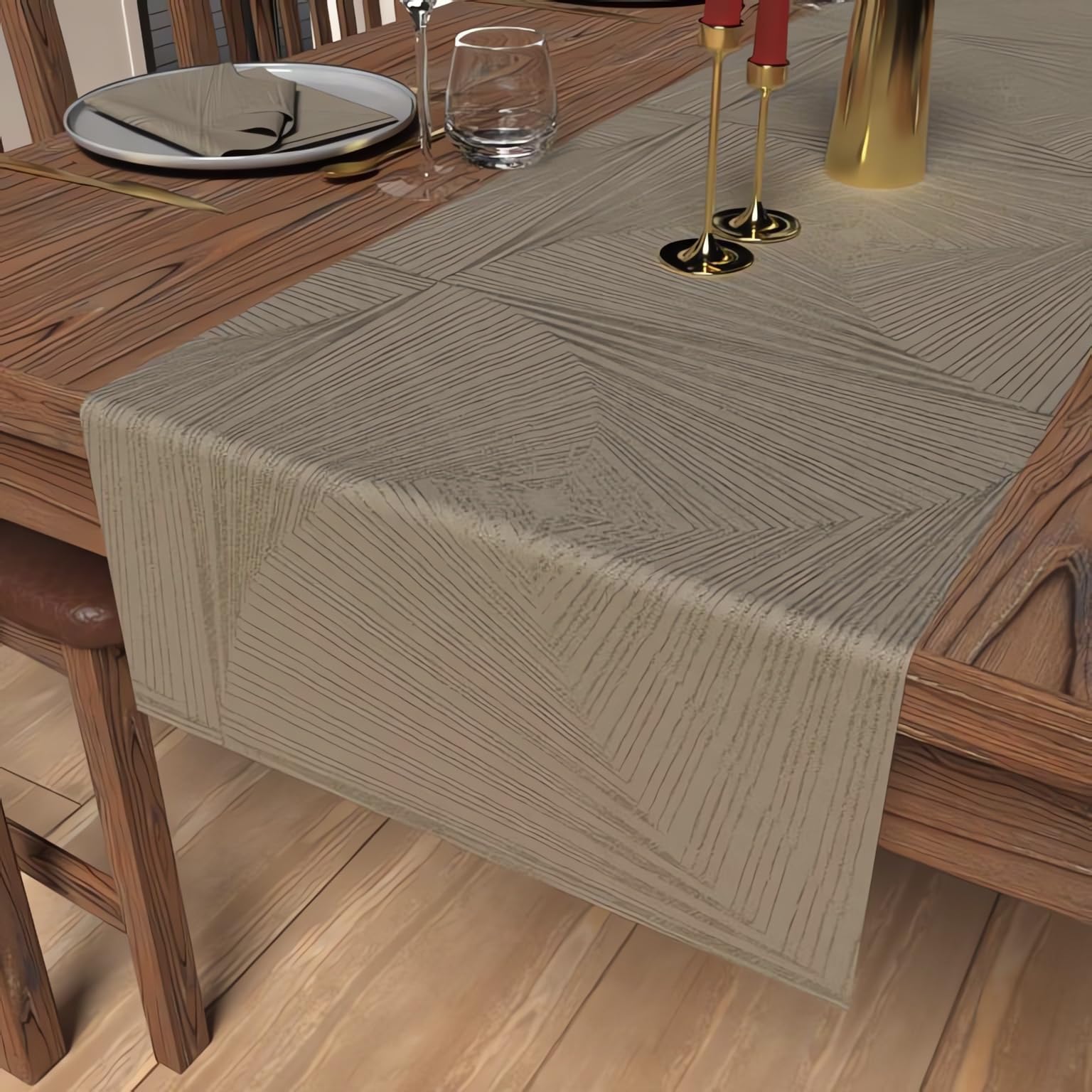 Soleil d'ocre, Luxury Champagne Table Runner 40 x 180 cm