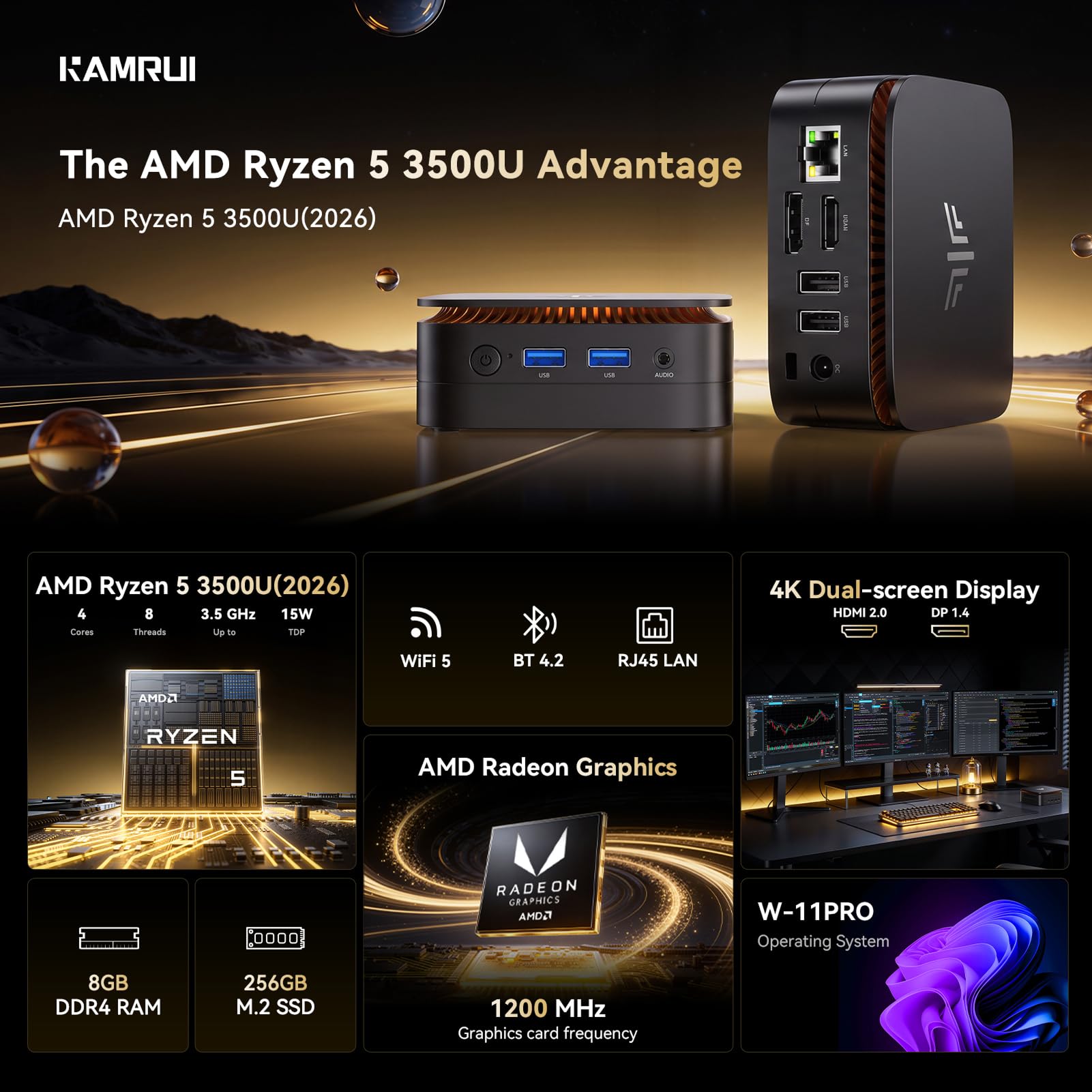 Amazon.co.jp: KAMRUI Essenx E1 Business Mini PC、AMD Ryzen 3500U