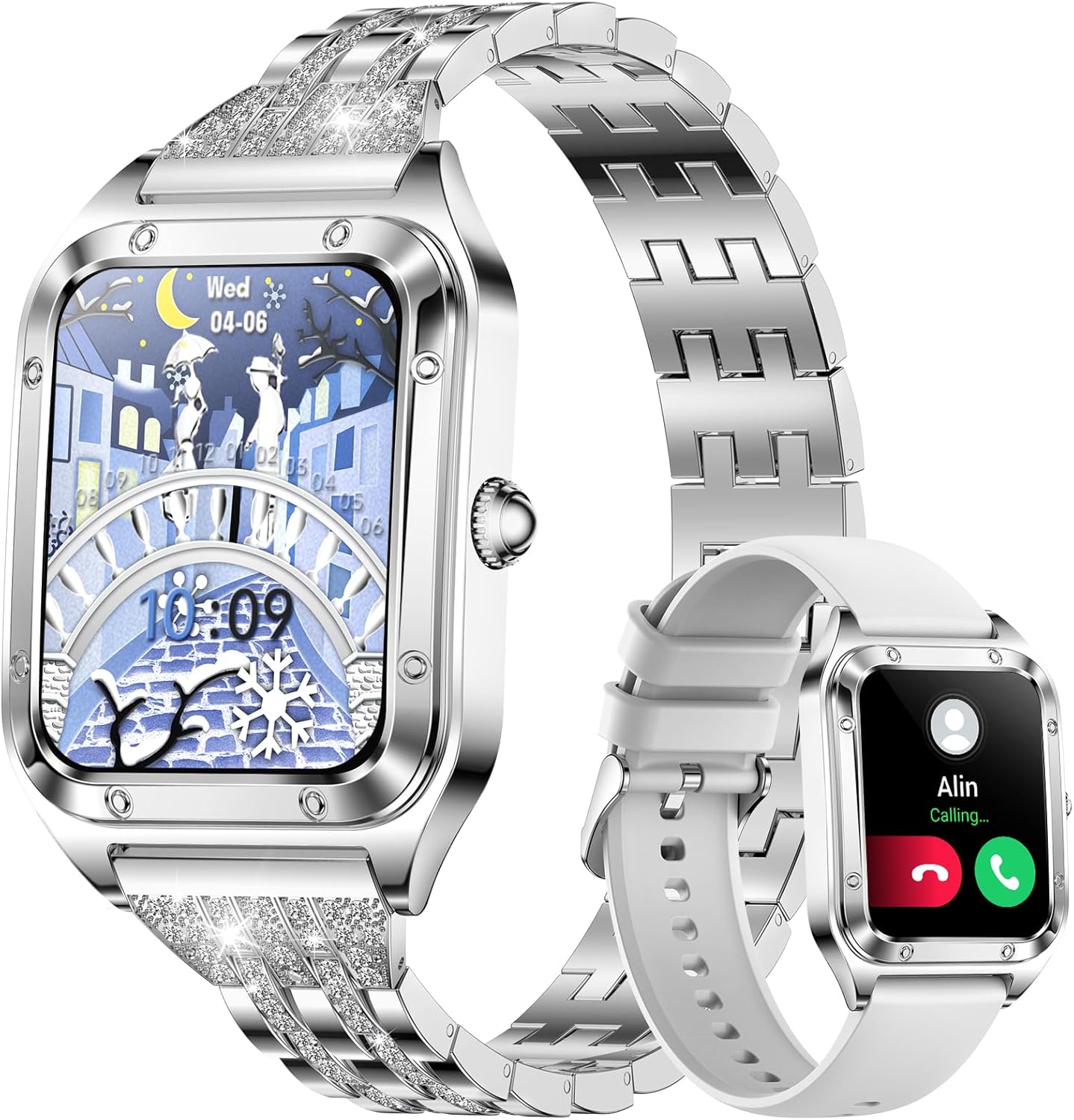 SIEMORL Smartwatch Donna con Effettua o Risposta Chiamat,1.57 HD Smart Watch con Fisiologia Femminile,Cardiofrequenzimetro SpO2 Pressione Sanguigna Sonno Notifiche Android iOS SIEMORL Smartwatch Donna con Effettua o Risposta Chiamat,1.57 HD Smart Watch con Fisiologia Femminile,Cardiofrequenzimetro SpO2 Pressione Sanguigna Sonno Notifiche Android iOS