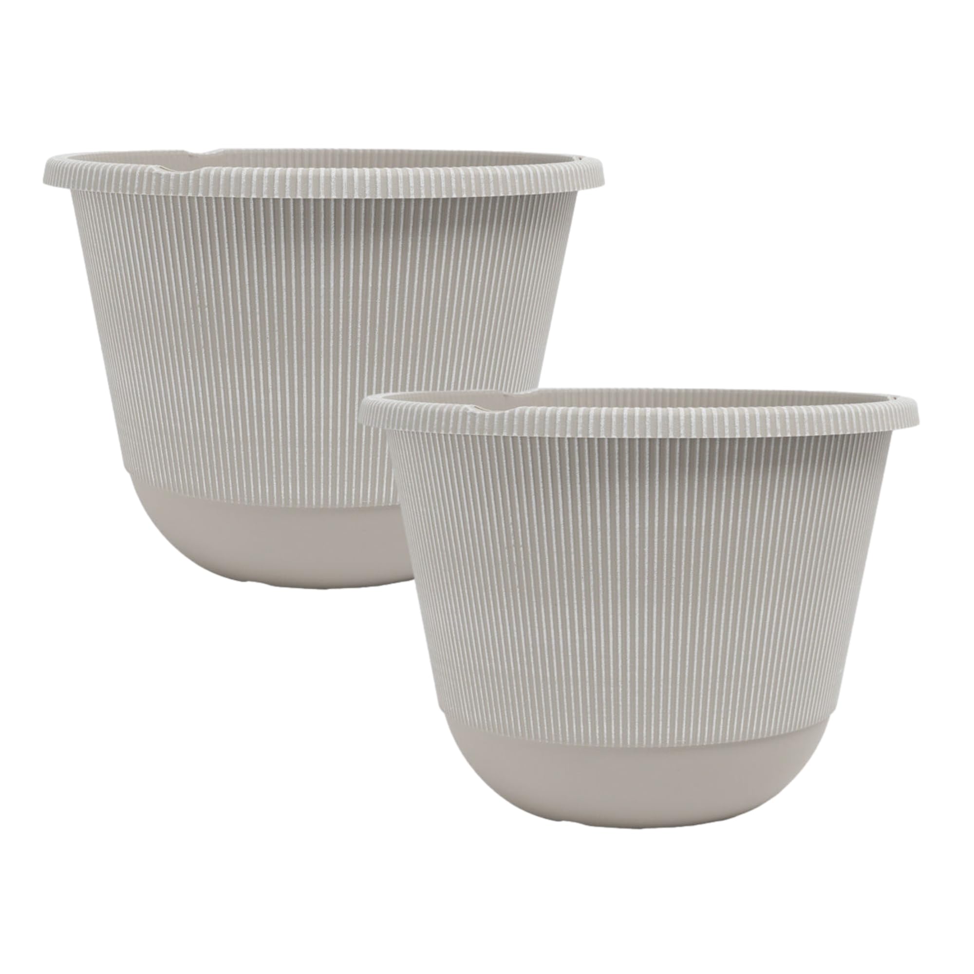 Fyne-Finds Grey Round Plastic Plant Pot 30Cm,12Inch Indoor 9L Garden Outdoor Flower Planter Cover Drainage Hole, Uv & Frost Resistant (2)