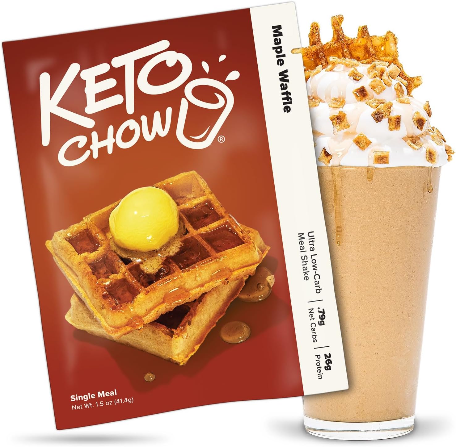Keto Chow Maple Waffle | Keto Meal Replacement Shake Powder | Nutritionally Complete Keto Food | Low Carb Keto Meals | Delicious Easy Meal Substitute Drink | Protein Rich You Choose The Fat | Single Meal Sample