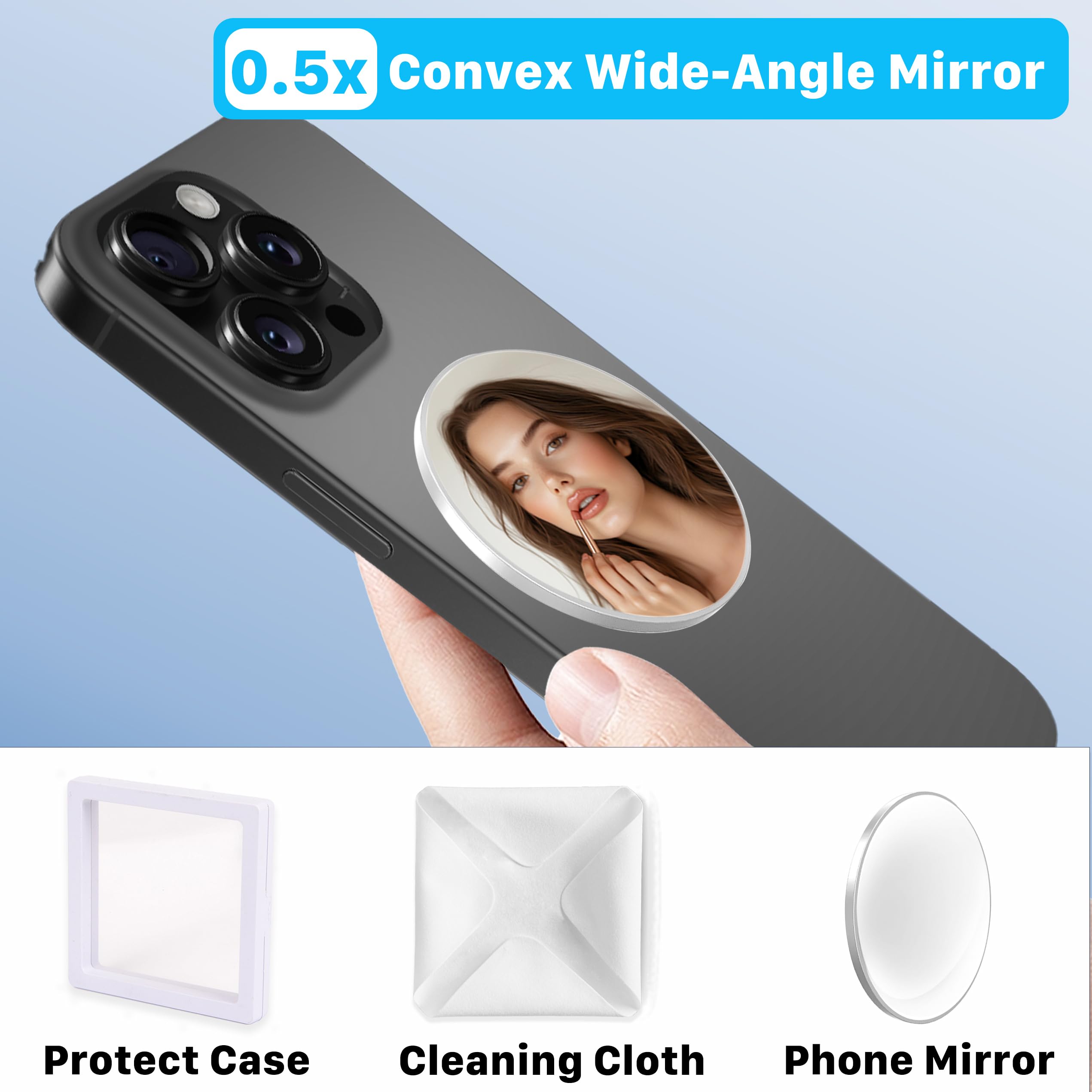 Lusterko Selfie MagSafe‑kompatybilne do iPhone 12‑16, Wypukłe Szerokokątne Lusterko na Tylny Aparat – Idealne do Vlogów i Selfie w HD